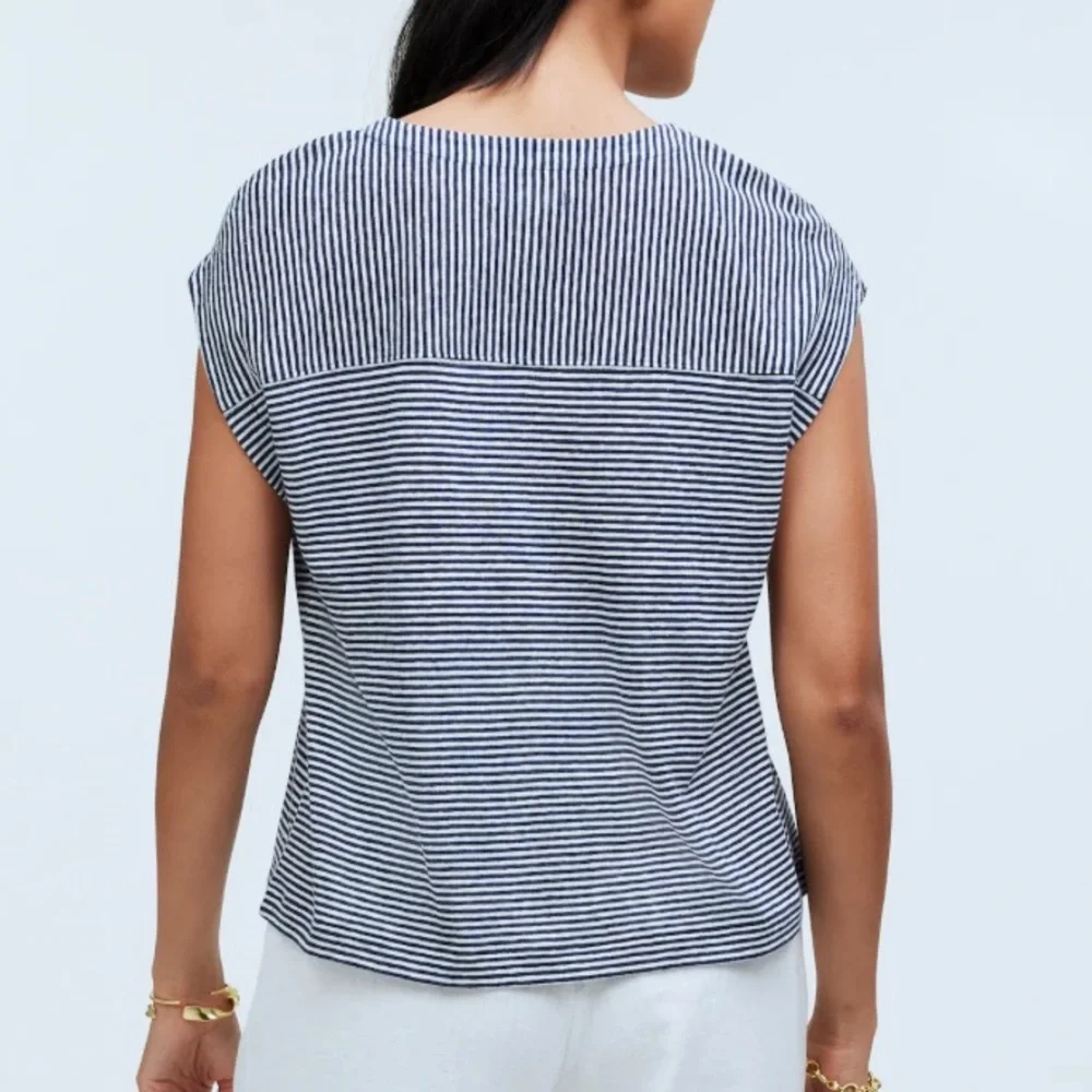 ☀️ MADEWELL Green Striped Relaxed V-Neck Tee - Picture 12 of 13